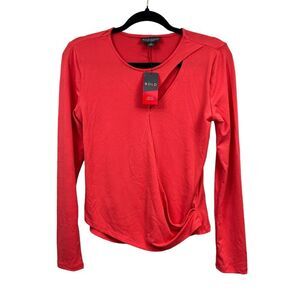 Bold Elements Womens Top Cut to‎ Curve Stretch Long Sleeve Coral Sunset Sz M